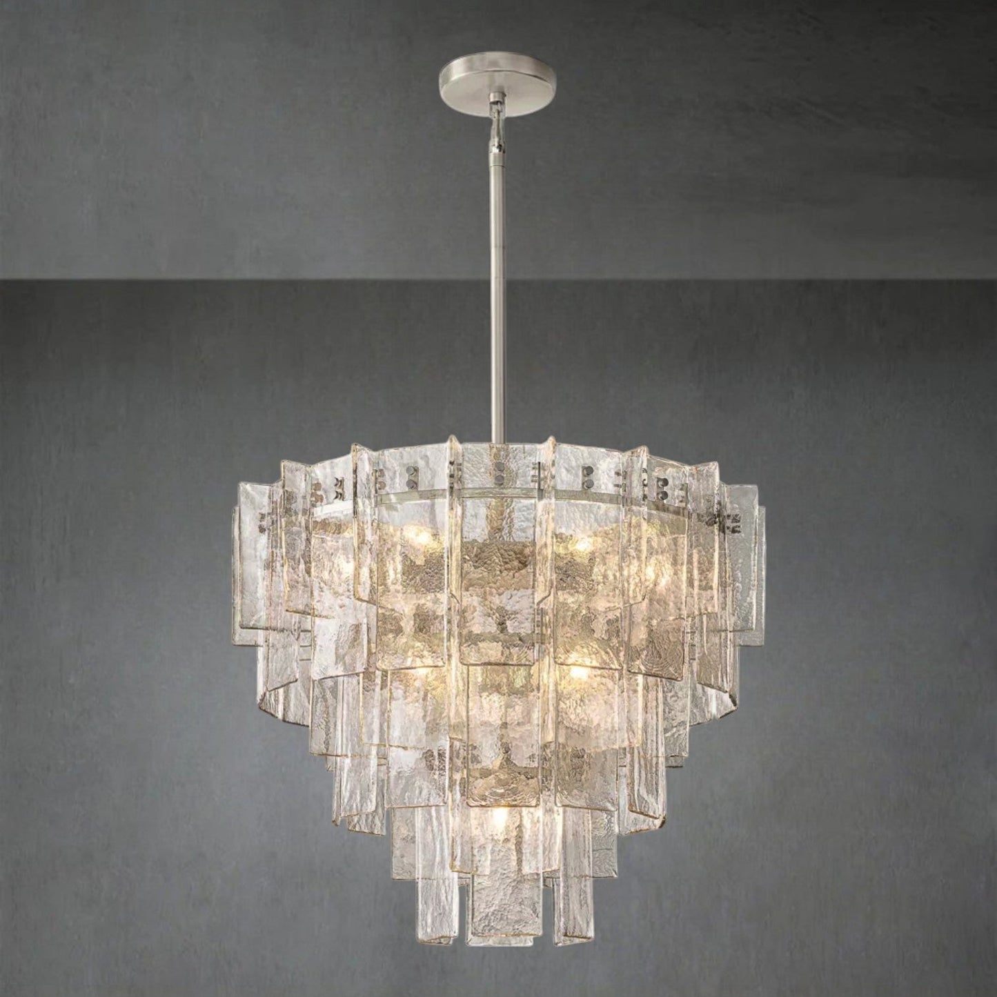 Lattace Clear Glass Tiered Round Chandelier 36"